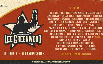 T. GRAHAM BROWN ALONG WITH BILLY DEAN, BRAD ARNOLD (OF 3 DOORS DOWN), CRAIG MORGAN, DEANA MARTIN, ENGELBERT HUMPERDINCK, JANIE FRICKE, JEANNIE SEELY, JOHN BERRY, NEAL McCOY, LARRY, STEVE & RUDY: THE GATLIN BROTHERS, THE ISSACS, TONY ORLANDO, TRACY LAWRENCE, AND TY HERNDON ADDED TO ALL-STAR SALUTE TO LEE GREENWOOD ON TUESDAY, OCTOBER 12, 2021 AT THE VON BRAUN CENTER IN HUNTSVILLE, ALABAMA