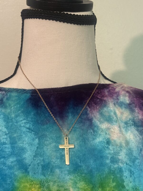 Woman's "Wine Into Water" Cross Necklaces - Rose Gold - Image 3